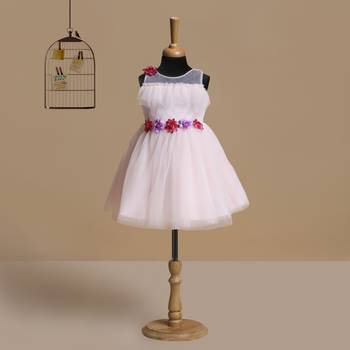 Peach faux_georgette kids frocks 1