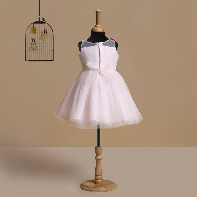 Peach faux_georgette kids frocks