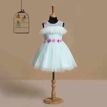 Pista Green faux_georgette kids girl gowns 1