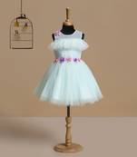 Pista Green faux_georgette kids girl gowns