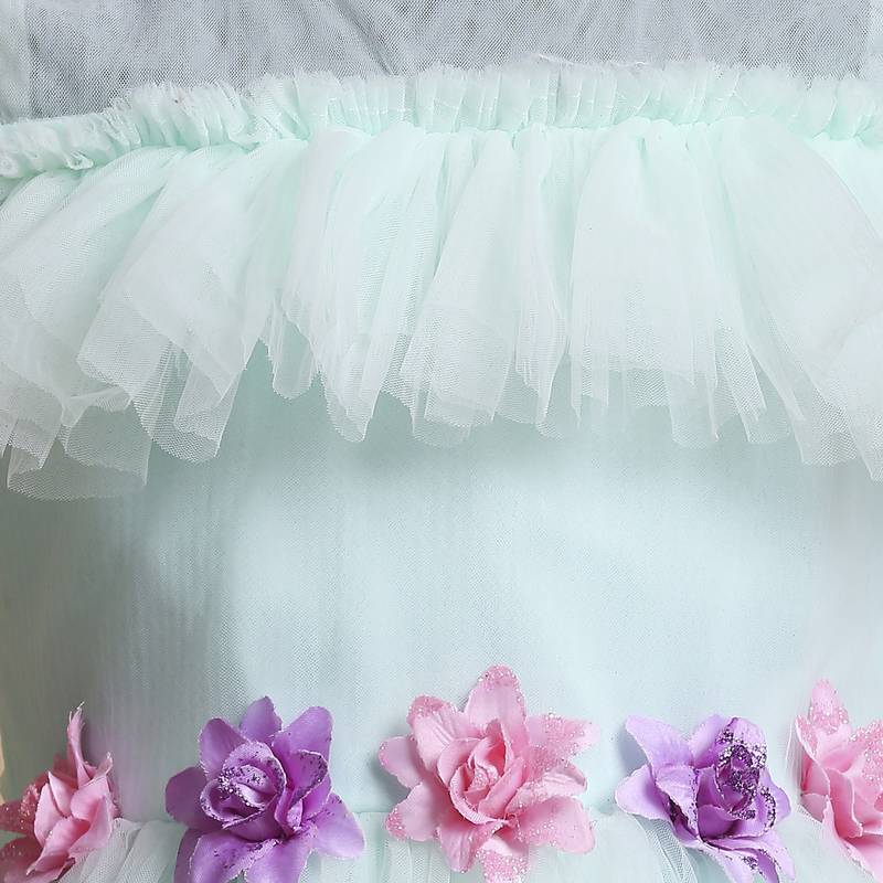 Pista Green faux_georgette kids girl gowns