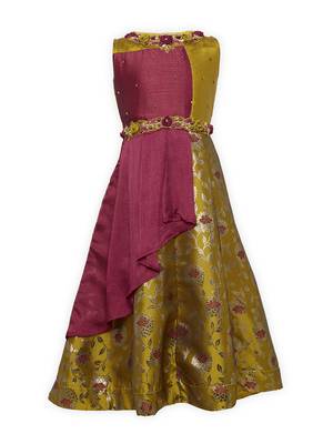 brown polyester kids girl gowns 1