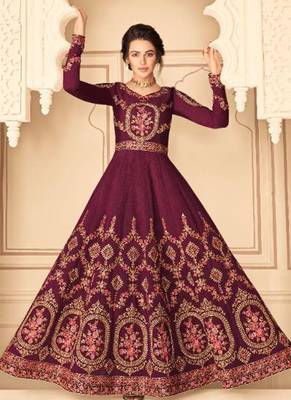 Maroon Multi Embroidered Anarkali Suit 1