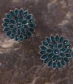 Unique Antiq Green Flower Studs