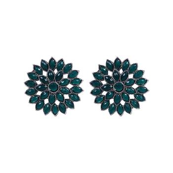 Unique Antiq Green Flower Studs 3
