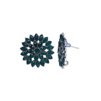 Unique Antiq Green Flower Studs 4