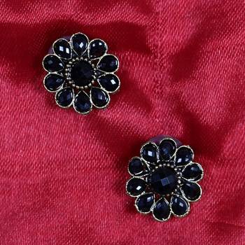 Round Black and Golden Pearl Studs 2
