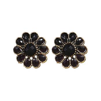 Round Black and Golden Pearl Studs 3