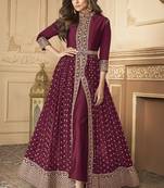 Shamita shetty Magenta Golden slit style pants suits