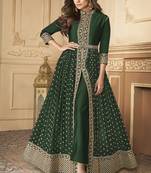  Shamita shetty Dark Green Golden style slit suit