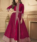  Shamita Shetty Hot Pink Golden Slit Style Pant Suits