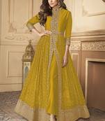  Shamita Shetty Yellow Golden Slit Style Pants Suit