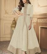  Shamita Shetty Off White Golden Slit Style Pants Suit