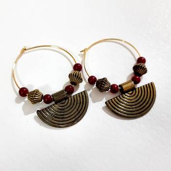 Maroon agate hoops 1
