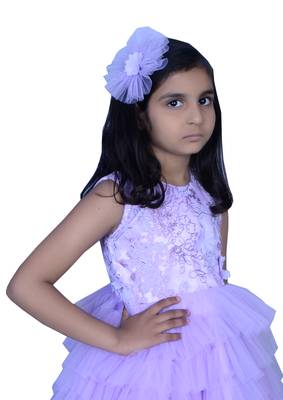 Floral yok without sleeves with hairclip-Purple 3