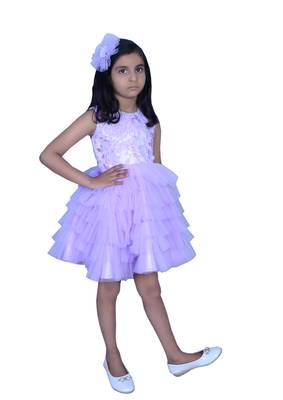 Floral yok without sleeves with hairclip-Purple 4