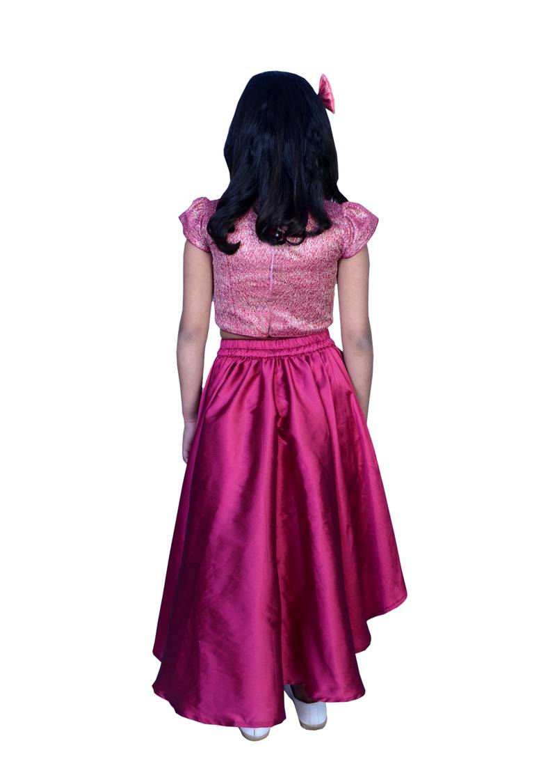 Lehenga cap sleeves choli with hairclipMaroon Conza Trends 3448730