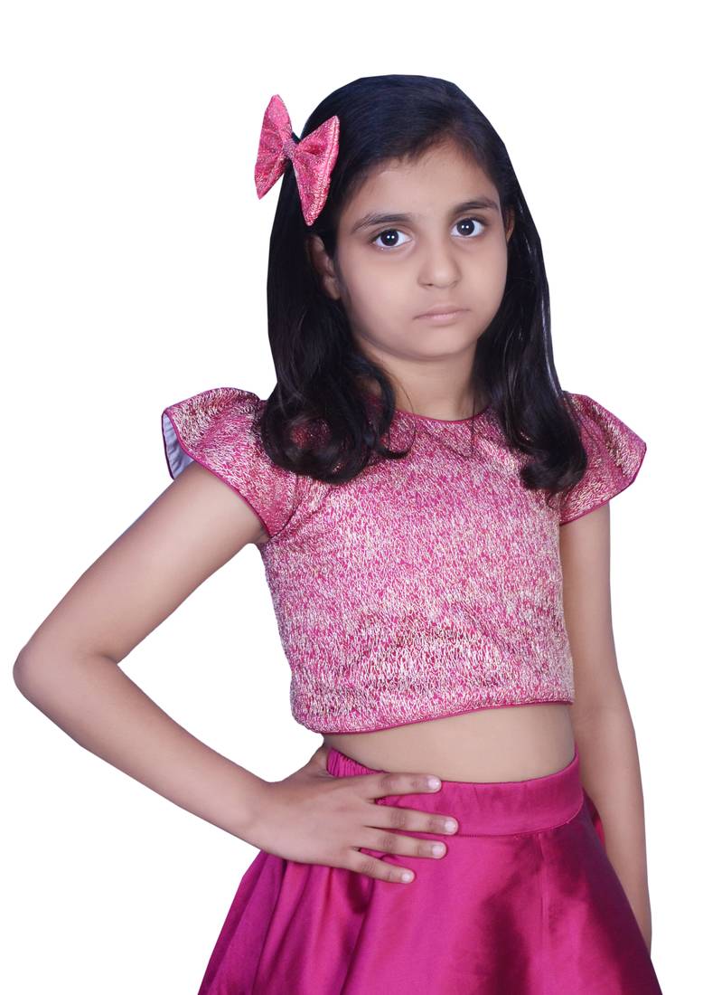 Lehenga cap sleeves choli with hairclipMaroon Conza Trends 3448730