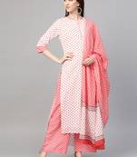 White printed cotton ethnic-kurtis