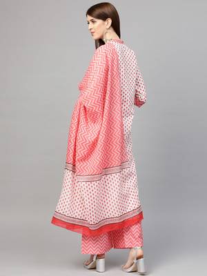 White printed cotton ethnic-kurtis 2