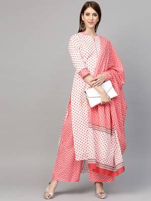 White printed cotton ethnic-kurtis 3