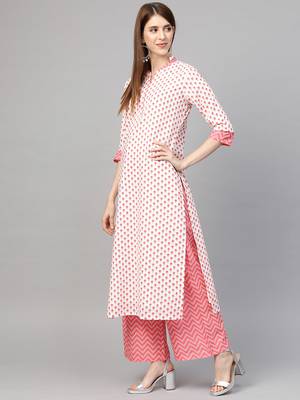 White printed cotton ethnic-kurtis 4