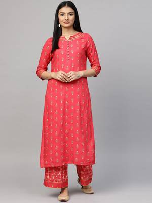 Red printed viscose rayon ethnic-kurtis 1