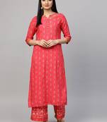 Red printed viscose rayon ethnic-kurtis