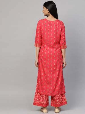 Red printed viscose rayon ethnic-kurtis 2