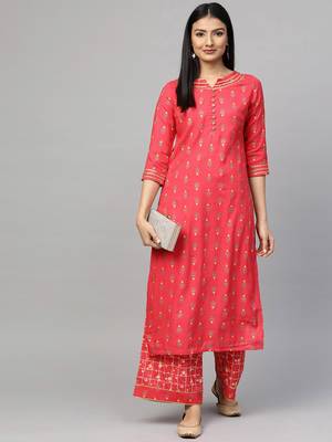 Red printed viscose rayon ethnic-kurtis 3