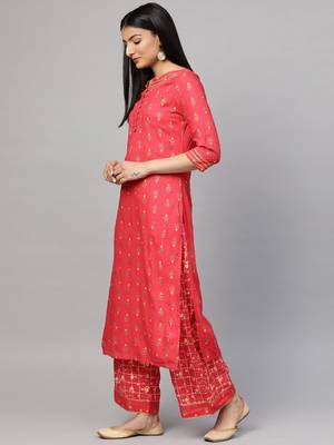 Red printed viscose rayon ethnic-kurtis 4