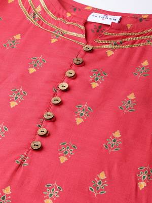 Red printed viscose rayon ethnic-kurtis 5