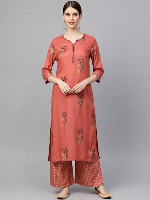 Red printed viscose rayon ethnic-kurtis 1