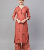 Red printed viscose rayon ethnic-kurtis