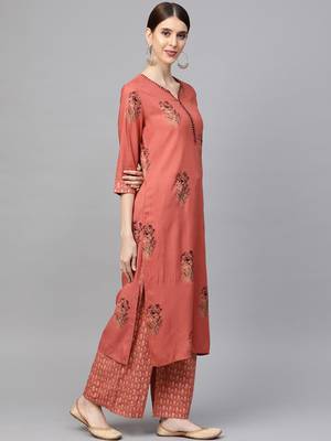 Red printed viscose rayon ethnic-kurtis 4