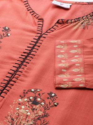 Red printed viscose rayon ethnic-kurtis 5