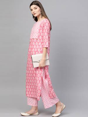 Pink printed cotton ethnic-kurtis 4