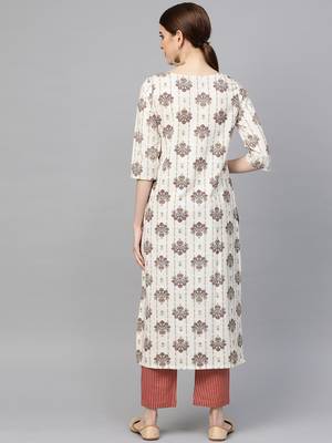 Cream printed cotton ethnic-kurtis 2