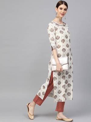Cream printed cotton ethnic-kurtis 4