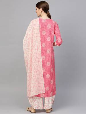 Peach printed cotton ethnic-kurtis 2