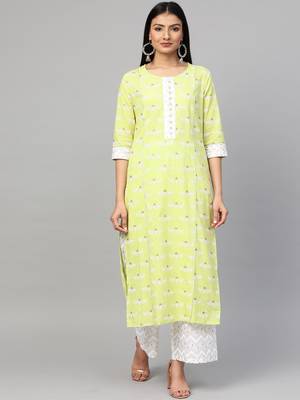 Green printed cotton ethnic-kurtis 1