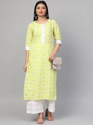 Green printed cotton ethnic-kurtis 3