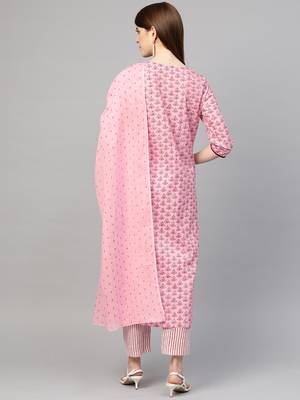 Pink printed cotton ethnic-kurtis 2