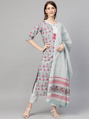 Green printed cotton ethnic-kurtis 1