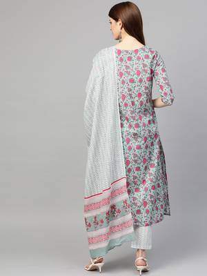 Green printed cotton ethnic-kurtis 2