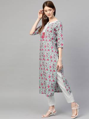 Green printed cotton ethnic-kurtis 4