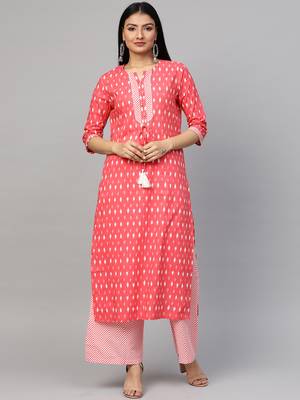 Red printed cotton ethnic-kurtis 1