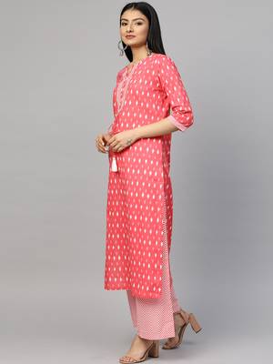 Red printed cotton ethnic-kurtis 3
