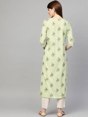 Green printed cotton ethnic-kurtis 2