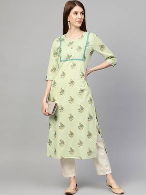 Green printed cotton ethnic-kurtis 3